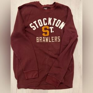 Old Navy Stockton St Brawlers XL long sleeve waffle sweatshirt,maroon